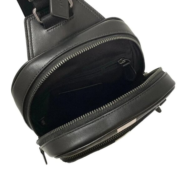 COACH Graham Pack Signature Canvas with Varsity Stripe C3229 Black Cream - - Picture 6 of 8